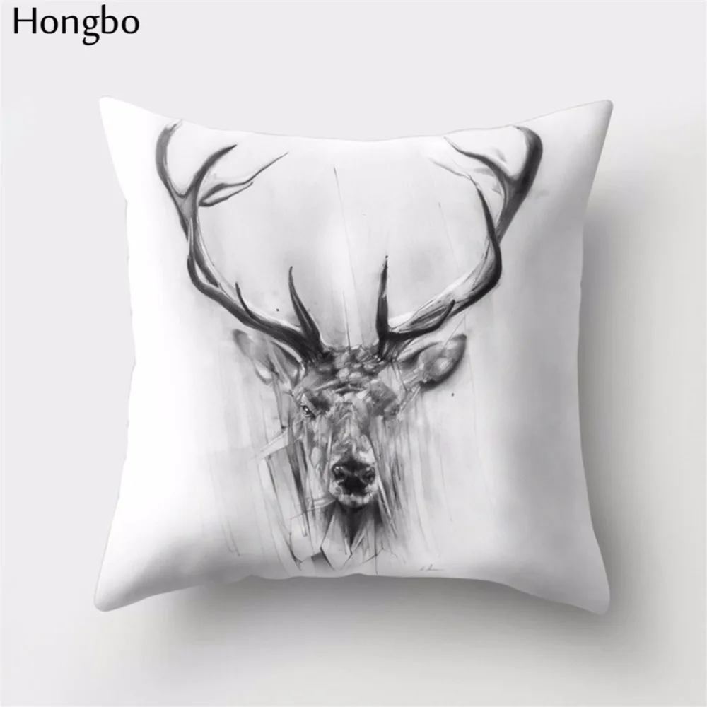 Hongbo 1 шт. олень Акула медведь Осьминог Череп Печать Подушка Чехол Наволочка