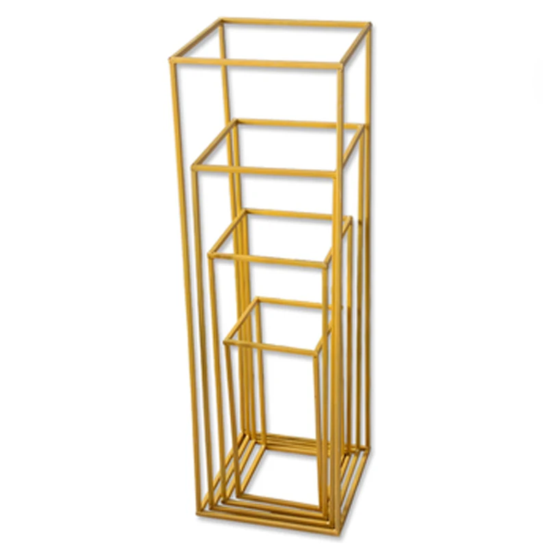 Gold Flower Vases 4 шт./лот, вазы для цветов, напольная металлическая ваза, сушенный цветочный держатель для растений, цветочный горшок, дорожный поводок для украшения дома/свадьбы, коридора, G106 - Цвет: Gold Flower Vases