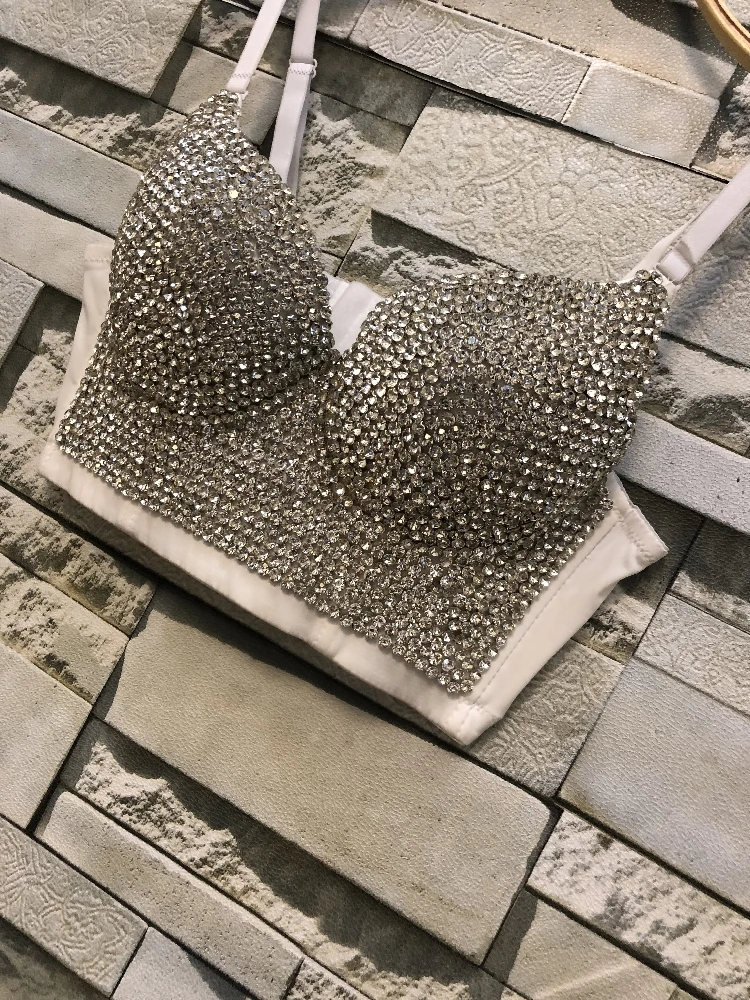 Новый Hand made жемчуг Bralet корсетные короткие Для женщин бюстье бюстгальтер