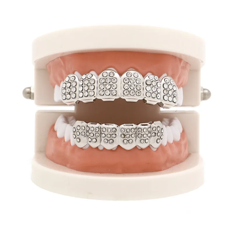 Mainlead хип-хоп золотой Rhinstone сверкающий верхний и нижний зубной гриль