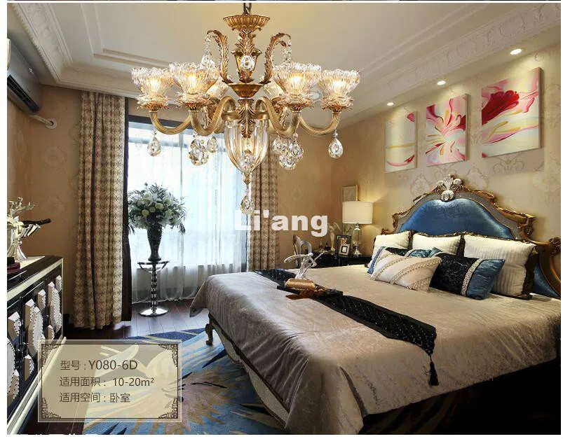 Европейская латунная люстра светильник античная подвеска Е14 винтажная медная