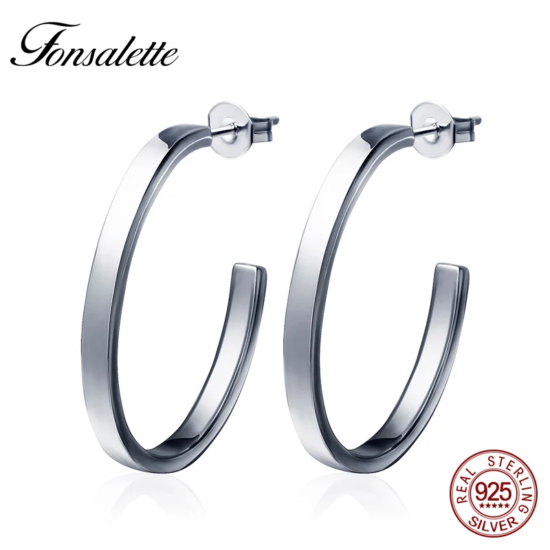 

2018 Fashion Sterling Silver Women Circle Earrings Simple Big Round Hoop Earrings Zircon Loop Earring Brincos Jewelry Gift ZK30