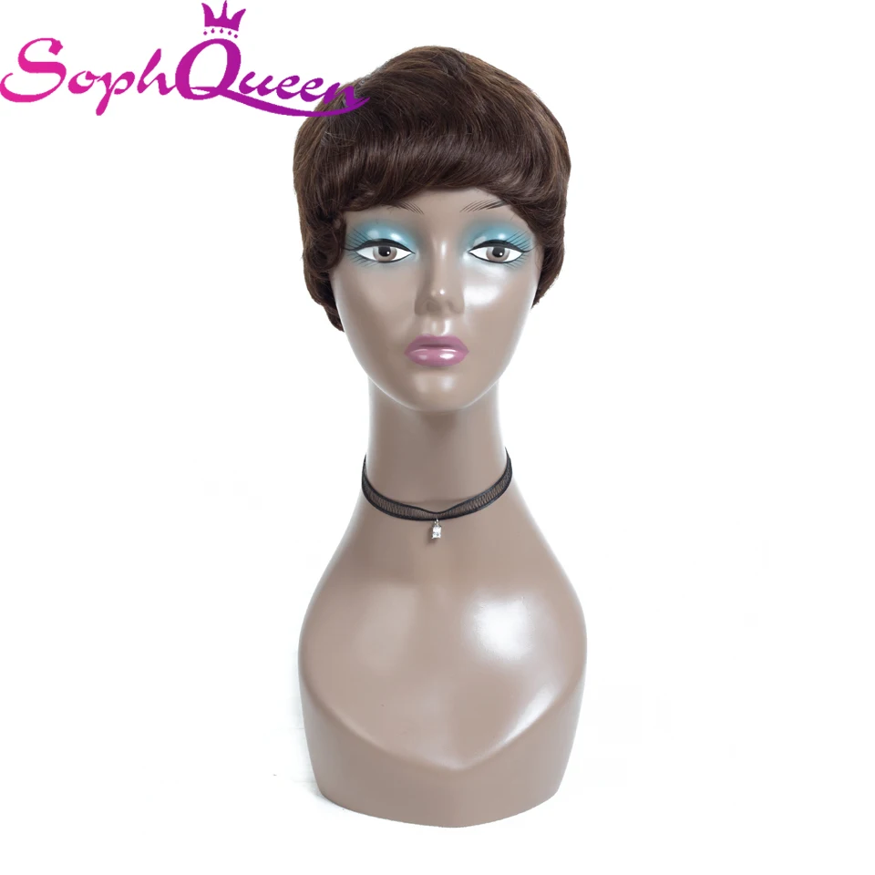 #4 Soph queen#4 цвета короткие парики из человеческих волос для черных женщин бразильские не-Реми волосы короткие боб парик естественная волна 61 г без запаха H. ANNA - Цвет волос: #4
