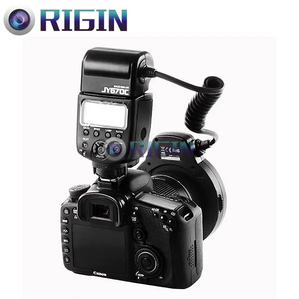 VILTROX JY-670C макро круговое кольцо Вспышка Speedlite E-TTL GN14 с ЖК-дисплеем + переходное