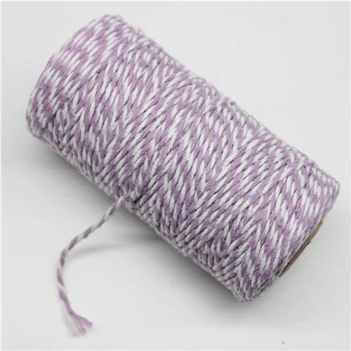 Light purple white 100 м* 2 мм двойной цвет хлопок Бейкер веревка шпагат для ручной работы аксессуары Свадебная вечеринка украшения подарок DIY упаковка - Цвет: Light purple white