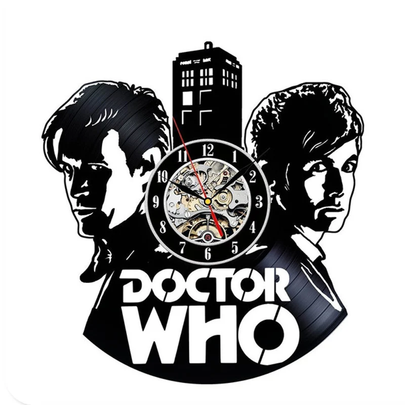 Виниловые настенные часы Doctor Who современный дизайн 3D наклейки кинематографическая тематика винтажные часы из винила художественные настенные домашние декоративные часы