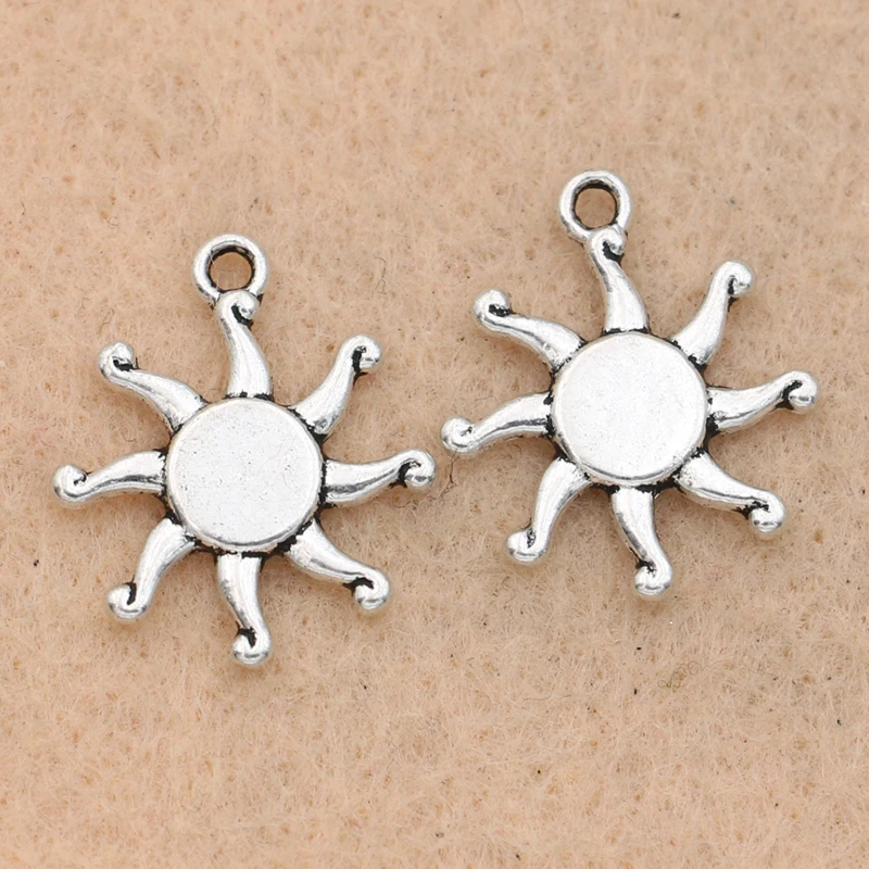 

10Pcs Antique Silver Plated Sun Charms Pendants DIY Jewelry Making Bracelet Accessories Craft Handmade 20x16mm