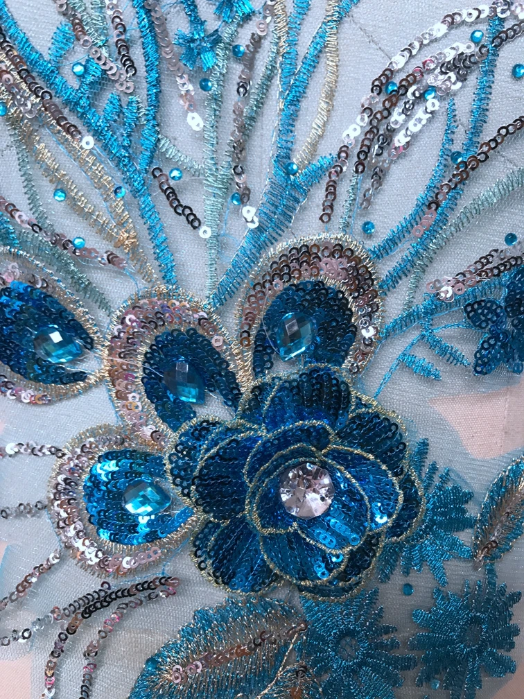 Кружевная аппликация для шитья Водорастворимая Вышивка небесно-голубые