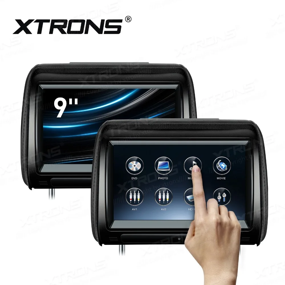 XTRONS 2pcs 9-дюймовый монитор автомобильный подголовник DVD-плеер 1080P видео цифровой