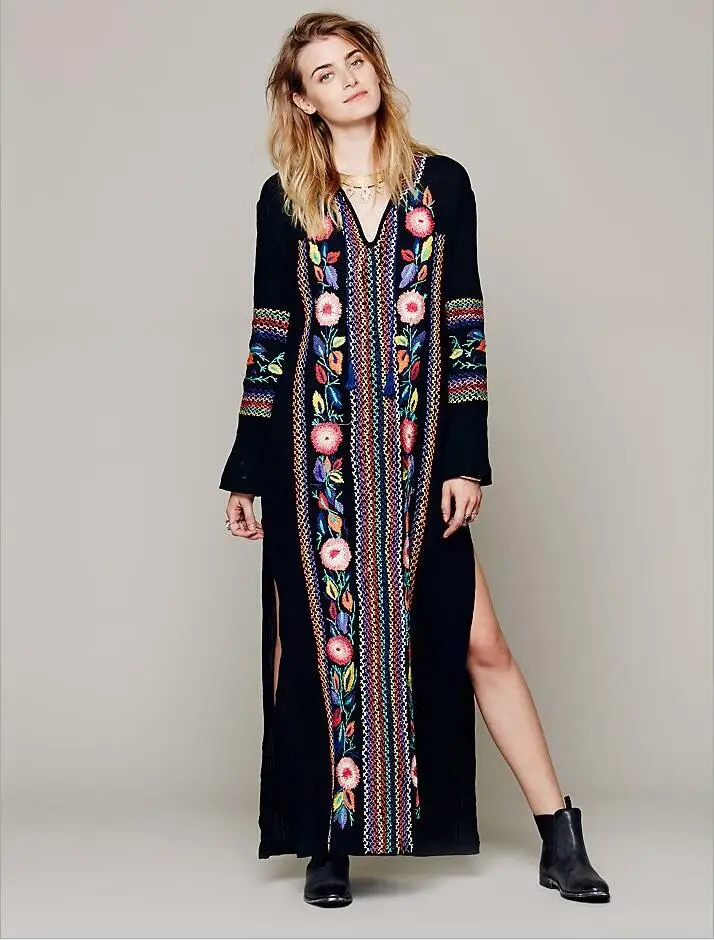 Женское длинное платье макси в стиле ретро летнее пляжное из хлопка и льна бохо