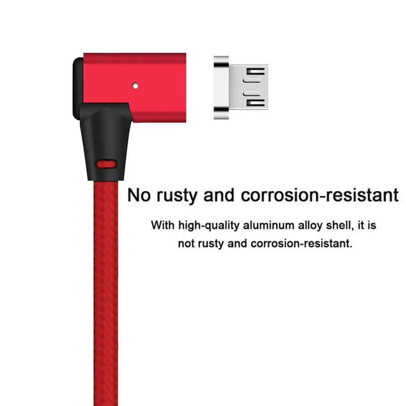 1/2/3 м 90 градусов LED Micro USB Магнитный зарядный кабель быстрая передача для телефонов