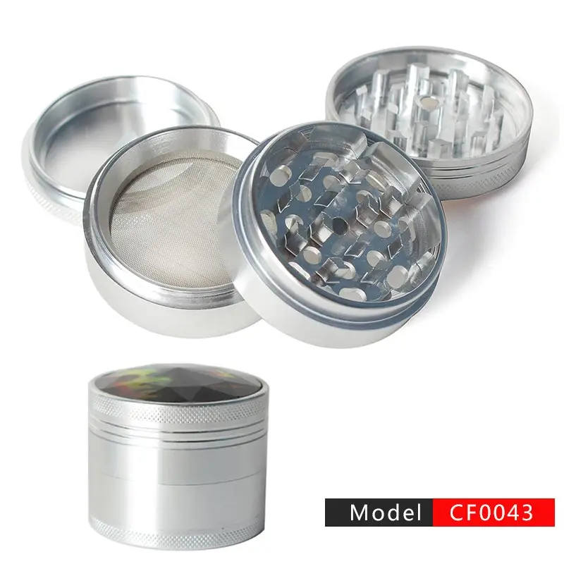 

MUXIANG Herb Grinder 4 Part Premium Quality Grinders Made from Zinc Titanium 2.5" Wide Diamond Grind 4 Piece Grinder-cf0043