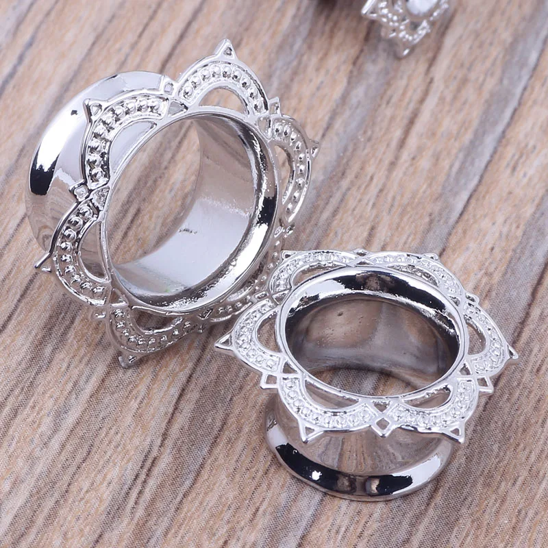 Лепестки лотоса серебряные затычки для ушей туннель оптовая продажа 60 шт.