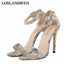 Лето 2020 г., Леопардовый принт под змеиную кожу. Модная простая женская обувь Ol, сексуальные женские босоножки на высоком каблуке с открытым носком, NLK-A0110