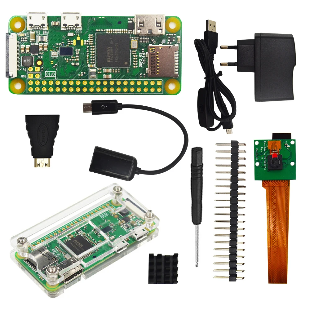 Raspberry Pi Zero W Starter Kit + акриловый чехол источник питания 2A USB кабель ВКЛ./ВЫКЛ. камера 5