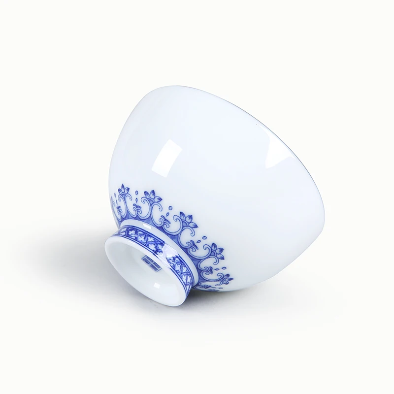 65 мл бутик синий и белый фарфор серебряная роспись Вишня керамическая чайная