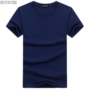 Binyuxdгорячая распродажа Высококачественная модная футболка большого размера мужская футболка с коротким рукавом Однотонная Повседневная хлопковая футболка Летняя одежда