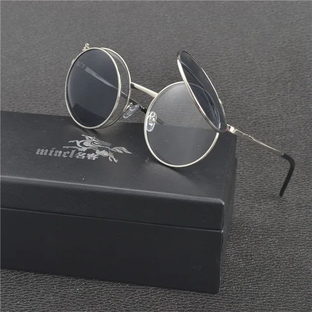 Мужские и женские солнцезащитные очки MINCL круглые в стиле панк с металлической
