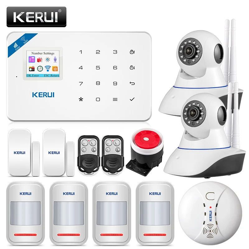KERUI W18 433 МГц 4 Язык охранной сигнализации Системы Беспроводной 1,7 дюйма IOS/Android APP Управление Wi-Fi GSM домашняя охранная сигнализация костюмы