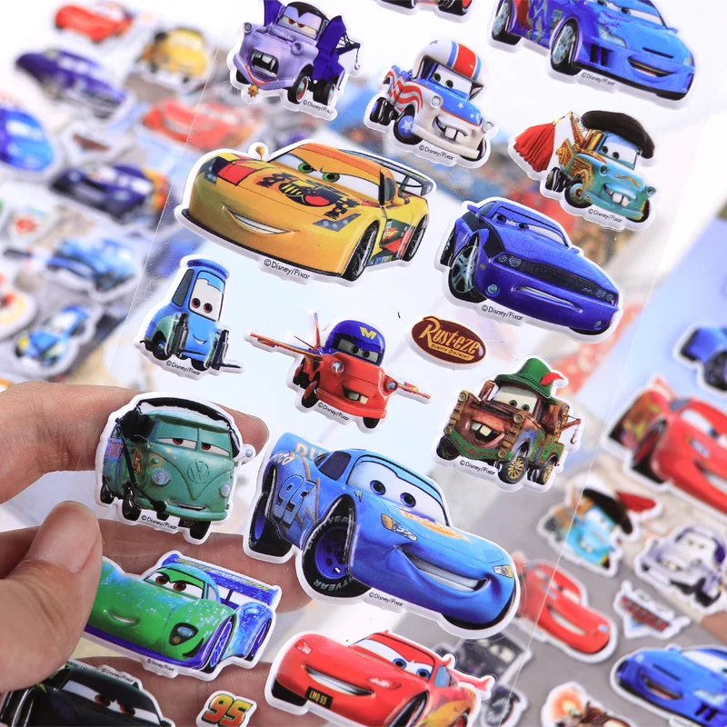 Disney Classic toy PVC new 3D Lightning McQueen car mobilization kindergarten reward stickers removable stickers murals Toys