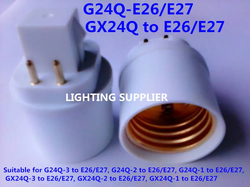 ( 100 pcs/lot ) GX24 G24Q to E27 E26 Base Holder Socket Led Light Lamp Bulb Adapter Converter Wholesale