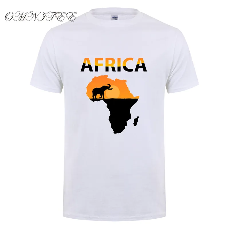 Новинка 2017 футболки Omnitee с картой Африки мужские Летние Стильные хлопковые