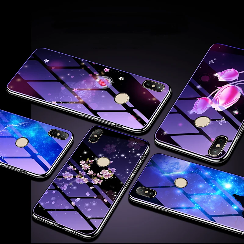 Чехол из закаленного стекла синего цвета для Xiaomi Mi 9 SE Play Redmi Note 7 Pro Redm задняя