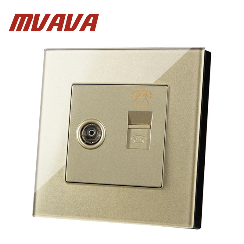 MVAVA Шампань стеклянная панель Телефон и стена под телевизор розетка тел ТВ