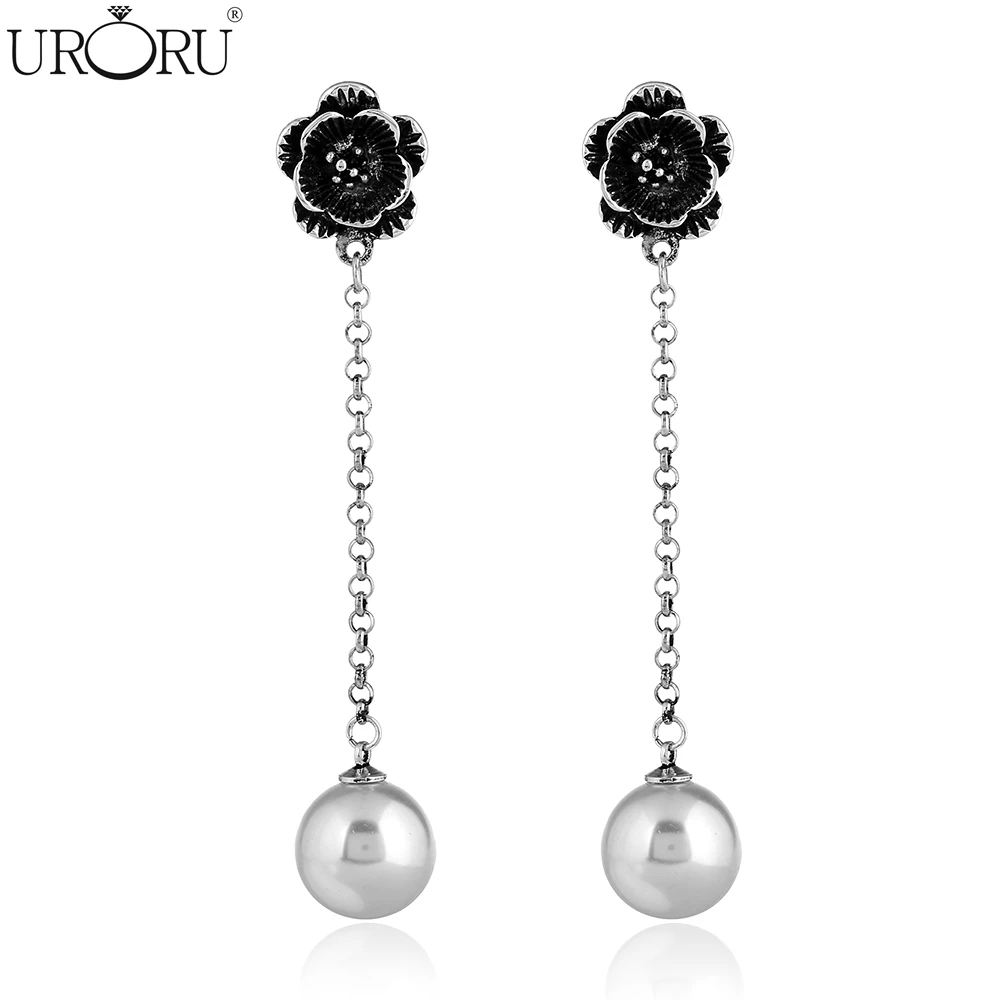 New fashion long drop earrings individuality Creative vintage flower with simulated-pearl for women wedding | Украшения и