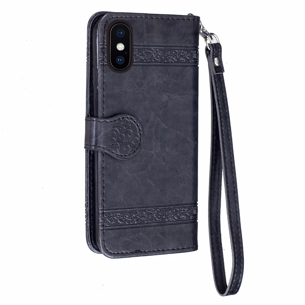 100pcs/lot Free shipping Oil wax pattern Embossing best case for iphone 5 6 7 8 X XS XR Max plus leather phone cover | Мобильные