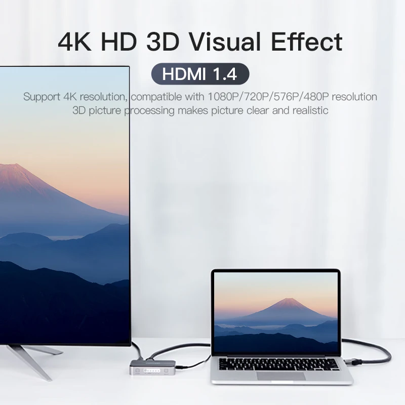 Сплиттер HDMI Vention 3 входа 1 выход 4K порта переключатель Swtich с Toslink Audio 3D 2160P для Xbox 360 PS4