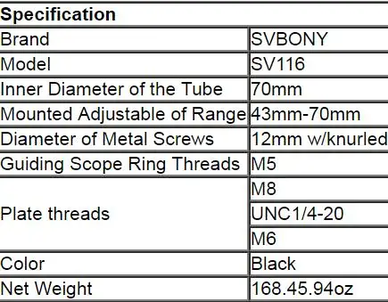 SVBONY SV116 направляющая Сфера Кольцо Комплект для трубка телескопа диаметр или искатели 43 мм до 70 мм w/пара идеально подходит для астрофотографии F9187