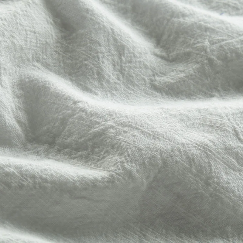 Мужская льняная рубашка хлопковая Облегающая с длинным рукавом зеленого цвета