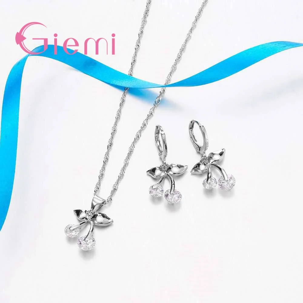 Elegant Fruit Jewelry Sets 925 Sterling Silver Austrian Crystal Necklace Earring For Woman Wedding Set Parure Bijoux Femme | Украшения и