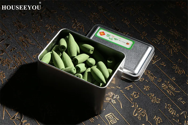 Green Tea Различные виды запаха природы, ароматические конусы обратного потока, 50 шт., железная коробка, упакованная для водопада, ароматическая горелка, курильница, палочки - Цвет: Green Tea