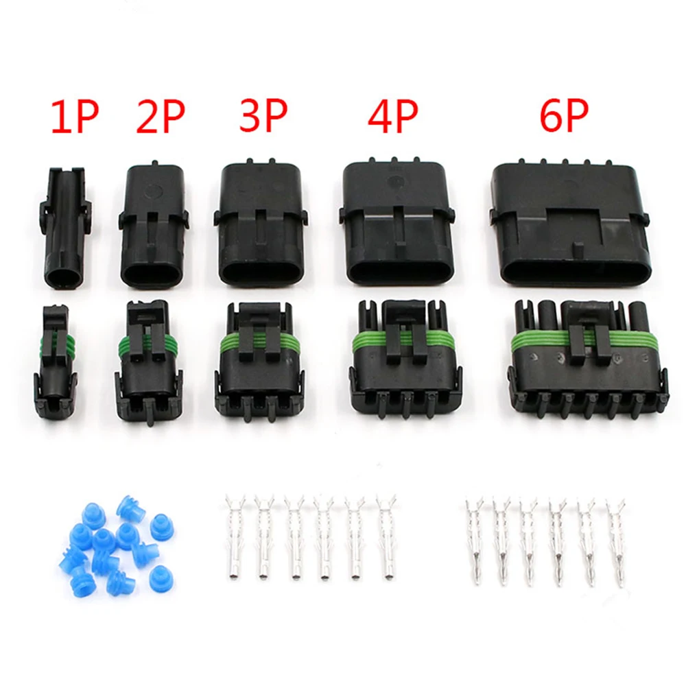 

5 set 1P/2P/3P/4P/6P Weather pack 2.5 Series Weatherpack auto Waterproof Electrical Wire Cable 2 Pin Way Connector Plug 18-14 GA