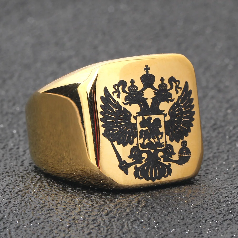 Мужское кольцо с орлом из нержавеющей стали 316L эмблемой Российской Федерации