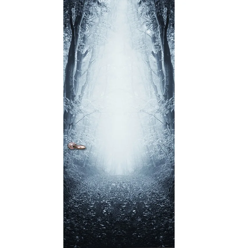 Противотуманные деревянные двери стикер s Дверь Наклейка на стену дверь наклейка