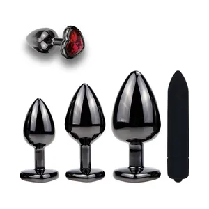 Черная металлическая Анальная пробка бусины секс гладкое красное сердце база ювелирные изделия эротическая Пуля Вибратор металлическая прикладом частная роликовая крышка