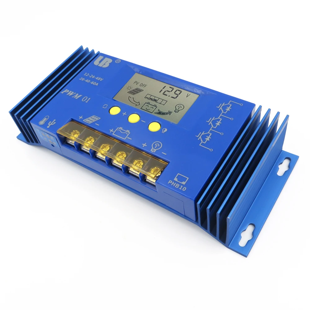Регулятор заряда солнечной панели 40A 60A PWM LB регулятор ЖК дисплея 12 В/24 В/48 В