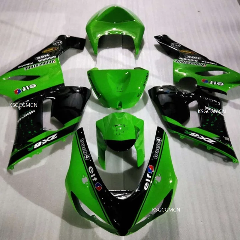 Зеленый черный полный ABS ZX6R 05 06 пластиковые инъекции бодиборд формы обтекатель