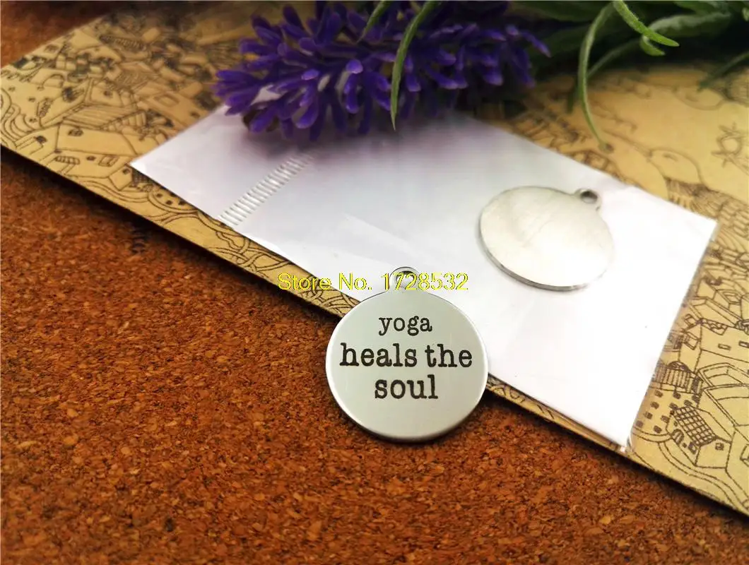 10pcs-stainless steel Charms &quotyoga heals the soul &quot DIY Pendants for necklace/bracelet/keychain jewelry | Украшения и