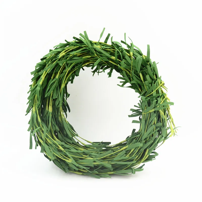 10 шт. Искусственные из ПЭ зеленые цветы железной проволоки листья ротанга