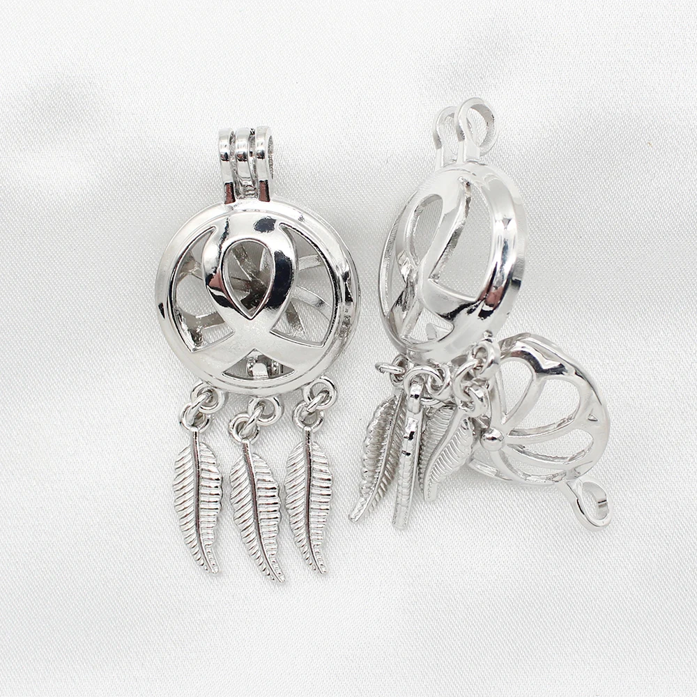 5 шт. полый посеребренный цвет лента Ловец снов жемчужная клетка кулон для DIY