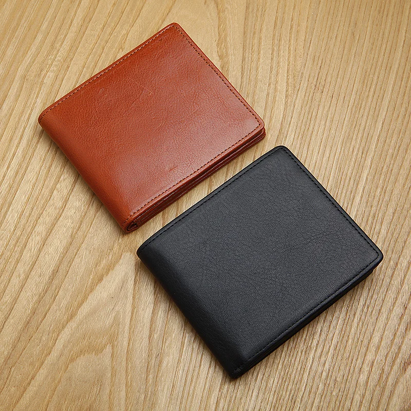 LAN мужской кожаный короткий бумажник горизонтальный маленький кошелек с