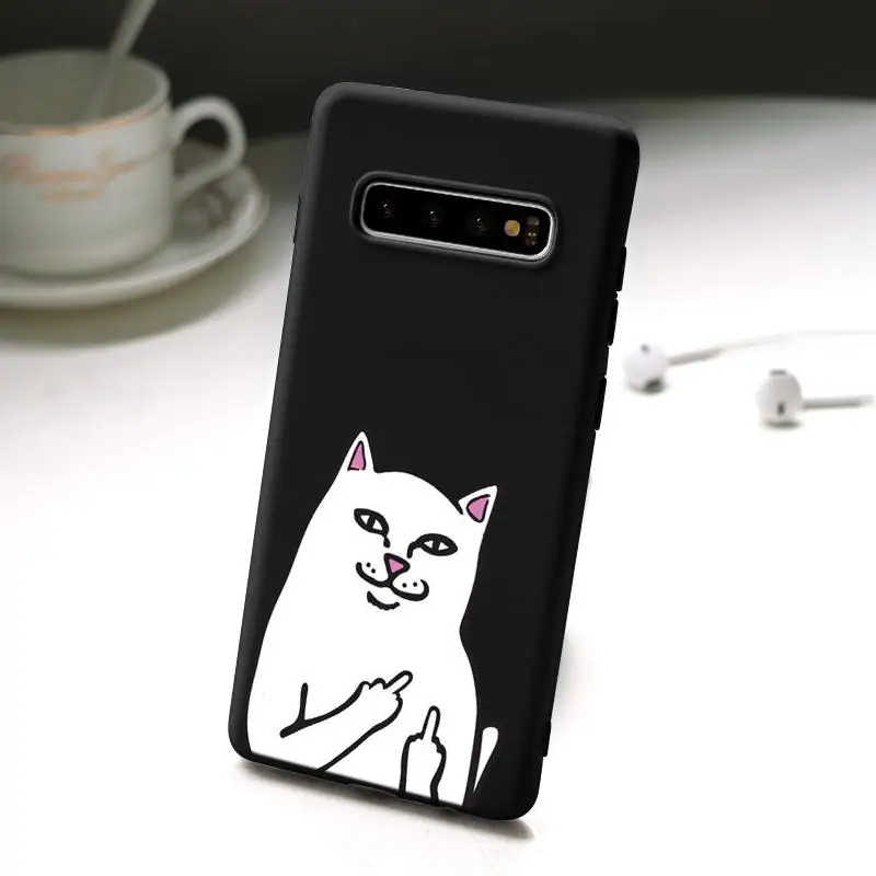 Кот средний палец футболка с забавным мультипликационным принтом «чехол мягкий для samsung Galaxy A7 A9 A8 A6 плюс A5 J7 J4 Plus J6 J3 J5 премьер-Чехол