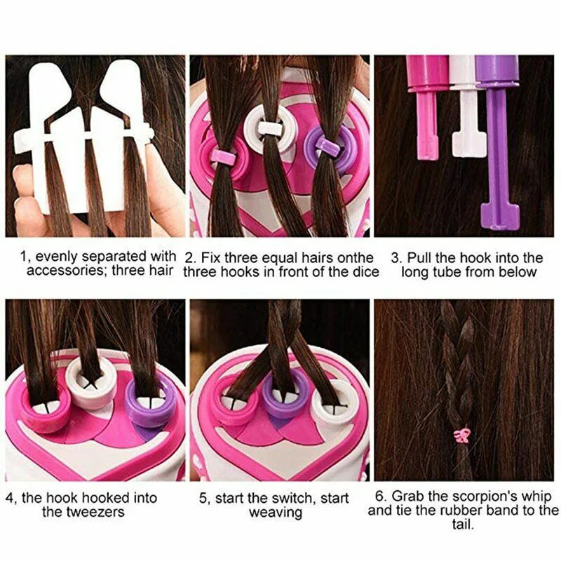 Nuevo artefacto trenzado de cabello, juego de trenzas f&aacute;ciles autom&aacute;ticas, Kit de trenzado de cabello el&eacute;ctrico de 3 torsiones DIY-2