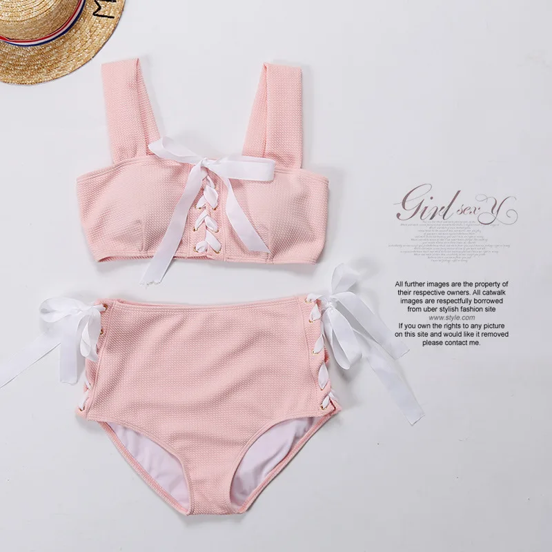 Женский купальник бикини с высокой талией бандажный костюм для сёрфинга