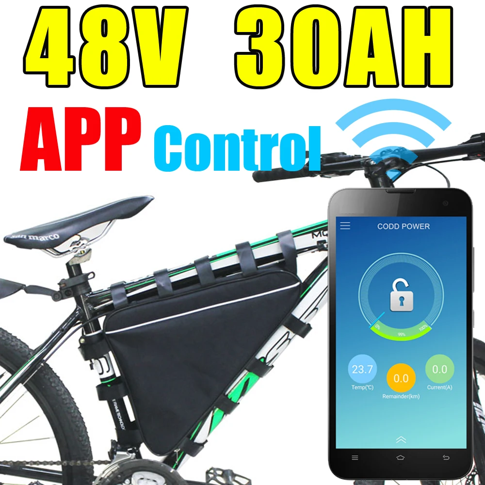 Приложение Bluetooth 48v 30ah литиевая батарея с GPS дистанционный пульт Байк способный
