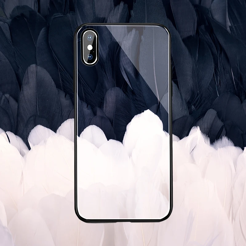 Чехол для iPhone 7 8 6 S силиконовый тонкий чехол задней панели закаленное стекло